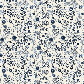 Classic Blue Floral Ditsy Print - Seamless Vintage-Inspired Pattern