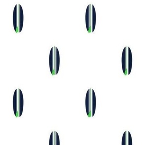 Navy Blue and Lime Green Classic Surfboards -Mini Size
