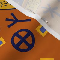 Orobouro with Runes - Rust Navy Blue Yellow - Design 16437751