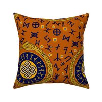 Orobouro with Runes - Rust Navy Blue Yellow - Design 16437751