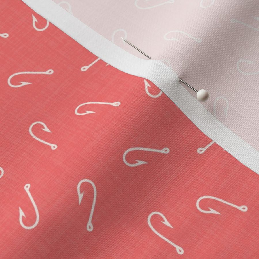 (XS) Fish Hooks in Coral Pink Linen: An Underwater Oasis for Nursery Decor