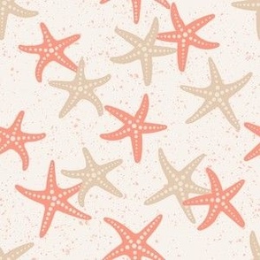 S ✹ Star Fish: Sand and Peach Fuzz on a Light Beige Background