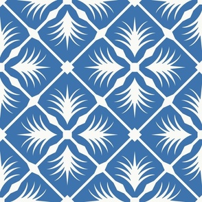 Tropical Navy Tile Geometric in Navy Blue and Soft White - Large - Navy Tropical, Tropical Tile, Tropical Vibes