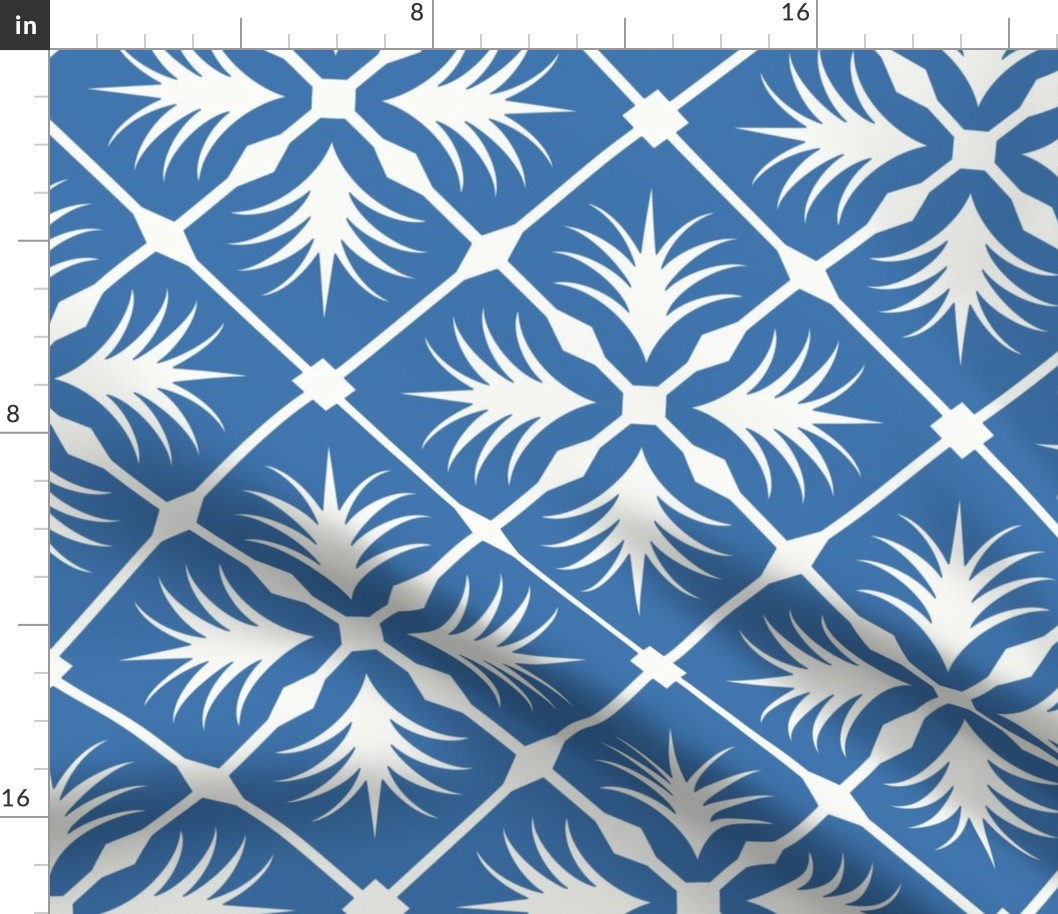 Tropical Navy Tile Geometric in Navy Blue and Soft White - Large - Navy Tropical, Tropical Tile, Tropical Vibes