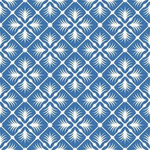 Tropical Navy Tile Geometric in Navy Blue and Soft White - Medium- Navy Tropical, Tropical Tile, Tropical Vibes