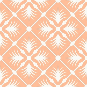 Tropical Peach Tile Geometric in Pantone Peach Fuzz and Soft White - Large - Peach Tropical, Tropical Orange, Seventies Kitsch