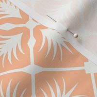 Tropical Peach Tile Geometric in Pantone Peach Fuzz and Soft White - Medium - Peach Tropical, Tropical Orange, Seventies Kitsch