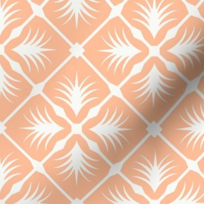 Tropical Peach Tile Geometric in Pantone Peach Fuzz and Soft White - Medium - Peach Tropical, Tropical Orange, Seventies Kitsch