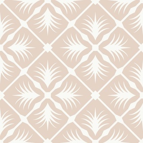 Neutral Tropical Tile Geometric in Beige and Soft White - Large - Tropical Neutral, Tropical Chic, Relaxed Tropical