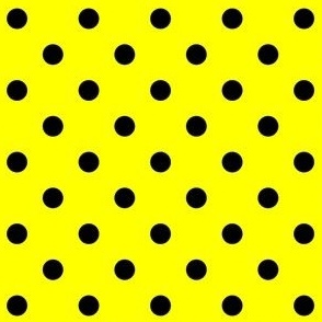 retro black peas on bright lemon yellow