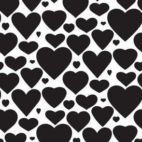Black hearts on white backgroud