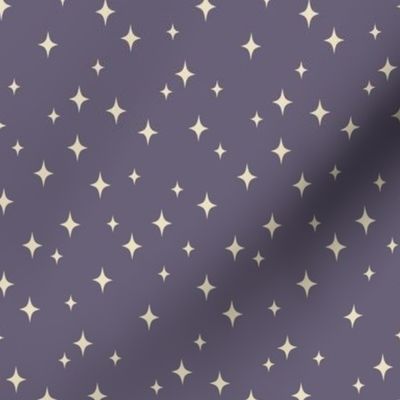 Small Retro Purple Stars // Vintage Purple with Almond Cream Starbursts