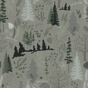 Forest Fluctuation - hand drawn neutral forest treasures