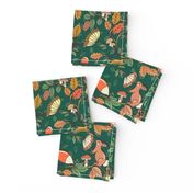 WOODLAND ANIMALS IN AUTUMNAL FOREST GREEN 24 IN