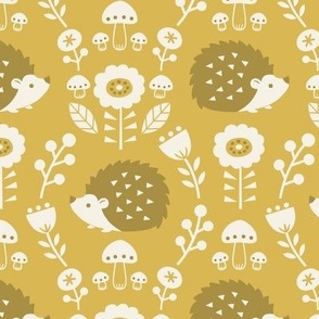 Whimsical Hedgie Haven Mustard