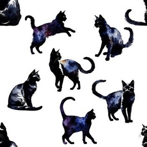 7" Black Cat Pattern Watercolor Painting | Vintage Cat Art | Noir Art | White Background