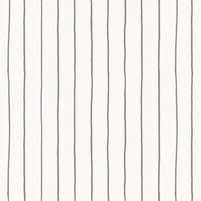 Earthy Greyish Brown hand painted lines on an off white background - pin striped grey lines - hand painted grey lines