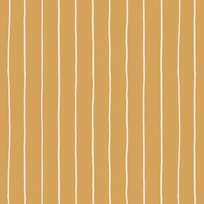 warm white hand painted lines on a mustard yellow background - pin striped  lines - hand painted lines on honey 