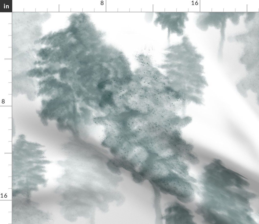 misty woods in pine green