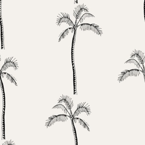 Palm tree vertical border black on cream - large scale