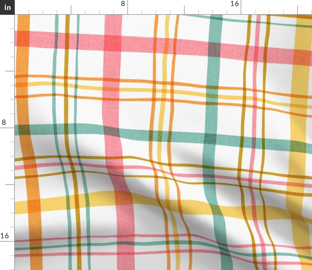 Picnic (jumbo) - cheerful summer checks with organic wavy lines