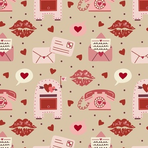 Large Valentine's Day Love Expressions on Beige