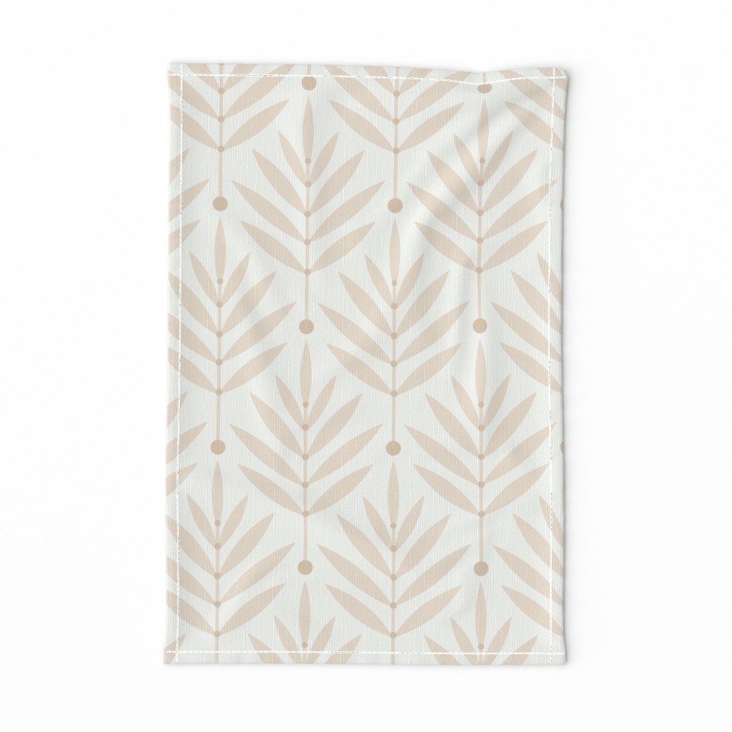 Retro Leaves Linien // big scale 0038 X // Art Deco and Art Nouveau Inspired Symmetrical Aesthetic Surface Pattern from the '70s and '80s leaf dot dots accent contrast light  cream harmony silent children wallpaper beige  cream