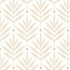 Retro Leaves Linien // big scale 0038 X // Art Deco and Art Nouveau Inspired Symmetrical Aesthetic Surface Pattern from the '70s and '80s leaf dot dots accent contrast light  cream harmony silent children wallpaper beige  cream