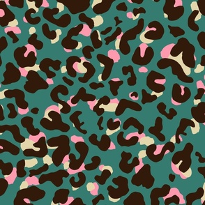 Classic Leopard Print // Moss Green & Pink