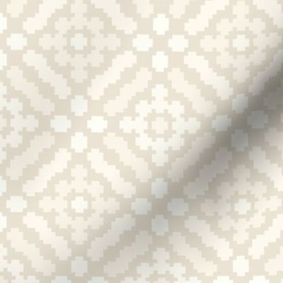 M Checkered mosaic pixel beige  0041 K cozy geometric diamond  elegant light cream classic traditional squares embroidery
