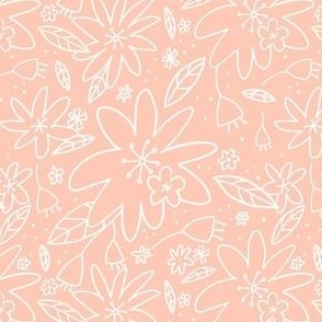 Medium - Tropical Naive Floral White and Peach