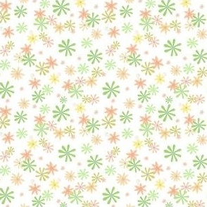 Small Ditsy Earth Tone Flowers on Off White