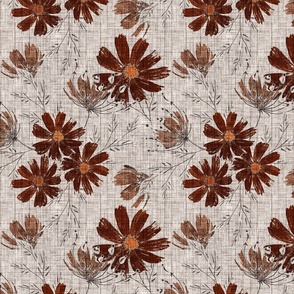 Brown flowers on a beige background.