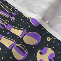 Retro Futuristic Robot Pattern in Purple and Black 