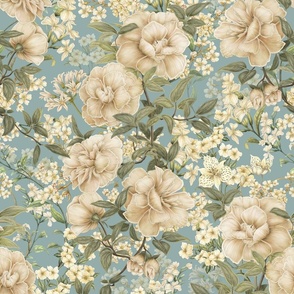 Bellarosa - romantic roses on blue background