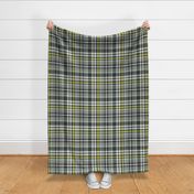 Gray, Muted Green and Bright Yellow Tartan Plaid