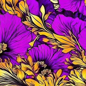 XLscale bright purple and gold flowers