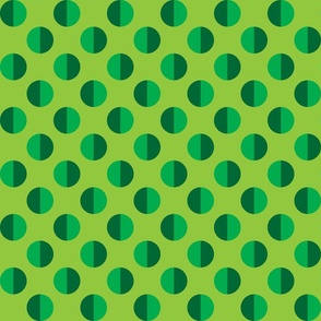 Split Circles ◐ Emerald and Pure Green on Lime