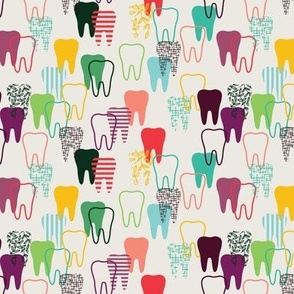 Teeth (All Over, Ditsy, Bright) (Small Scale)