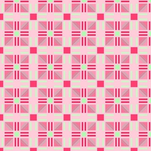 (L) Pink & Green Abstract Geometric Design