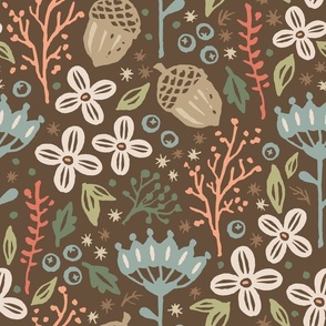 Enchanting Forest Biome. Nature-Inspired Design for Textiles and Wallpaper in vintage style. Big version.
