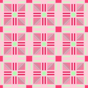 (XXXL) Pink & Green Abstract Geometric Design