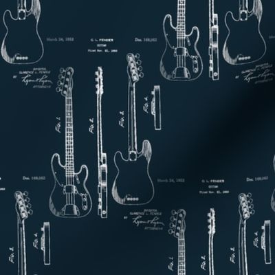 Fender Bass Guitar vintage patent white on deep teal tint navy blue