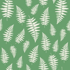 Feathery Ferns Forest Tapestry Off-White on Green