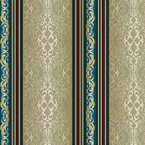 Flourish Striped Brocade in Sapphire and Sage