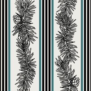  backforest evergreen twigs and stripes  - large