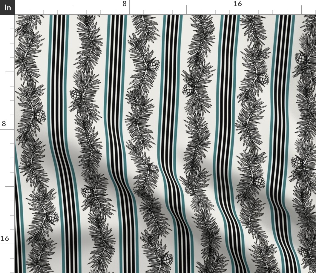 Evergreen boughs twigs stripes blackforest   -  small