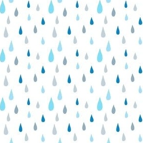 Raindrops on White Blue Grey coordinate