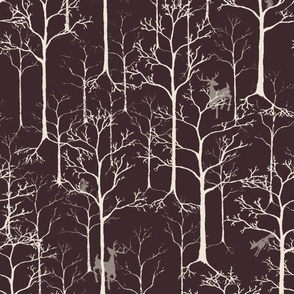 Rustic woods with hidden forest animals in black, white, and gray (Large)_B24007R06A