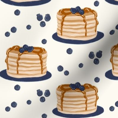 Blueberry Pancake Stacks on Cream 7"x5"